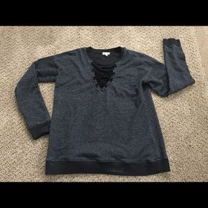 Black lace up sweatshirt